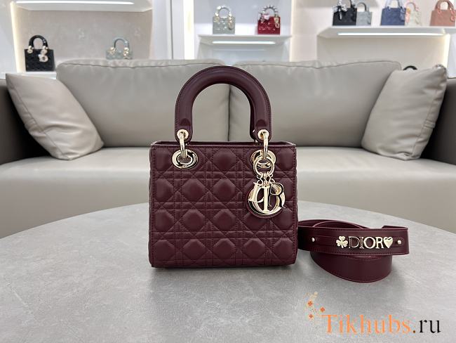 Dior Small Lady Bag Red Wine 20cm - 1