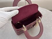 Dior Small Lady Bag Red Wine 20cm - 4