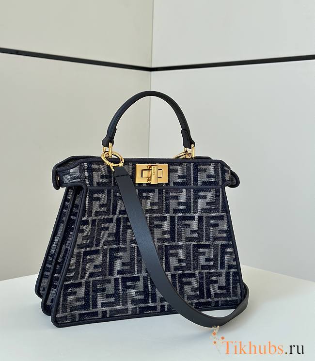 Fendi Peekaboo ISeeU Small Dark Blue Bag 27x21x11cm - 1