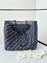 Fendi Large Roll Dark Blue FF Chenille Tote 35x32x19.5cm - 1