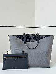 Fendi Large Roll Dark Blue FF Chenille Tote 35x32x19.5cm - 5