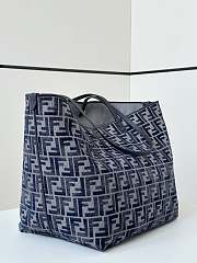 Fendi Large Roll Dark Blue FF Chenille Tote 35x32x19.5cm - 2