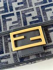 Fendi Baguette Dark Blue FF Bag 27x6x15cm - 5