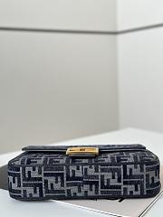 Fendi Baguette Dark Blue FF Bag 27x6x15cm - 4