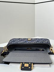 Fendi Baguette Dark Blue FF Bag 27x6x15cm - 2