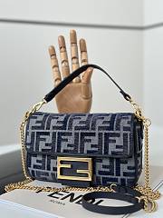 Fendi Mini Baguette Dark Blue FF Bag 20x5x13cm - 1