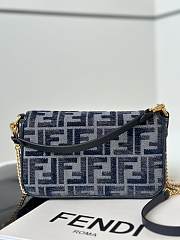 Fendi Mini Baguette Dark Blue FF Bag 20x5x13cm - 6