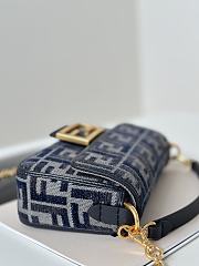 Fendi Mini Baguette Dark Blue FF Bag 20x5x13cm - 5