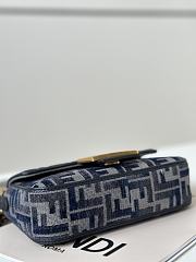 Fendi Mini Baguette Dark Blue FF Bag 20x5x13cm - 3