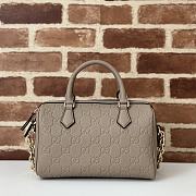 Gucci GG Emblem Small Top Handle Bag Taupe 25.5x16x14cm - 1