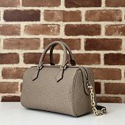 Gucci GG Emblem Small Top Handle Bag Taupe 25.5x16x14cm - 5