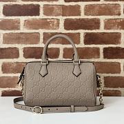 Gucci GG Emblem Small Top Handle Bag Taupe 25.5x16x14cm - 3