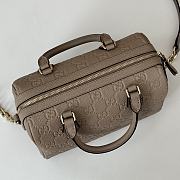 Gucci GG Emblem Small Top Handle Bag Taupe 25.5x16x14cm - 2