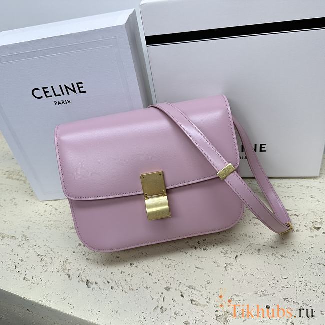 Celine Calfskin Box Crossbody Bag Light Pink 24x7x18cm - 1