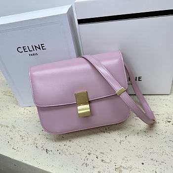 Celine Calfskin Box Crossbody Bag Light Pink 24x7x18cm