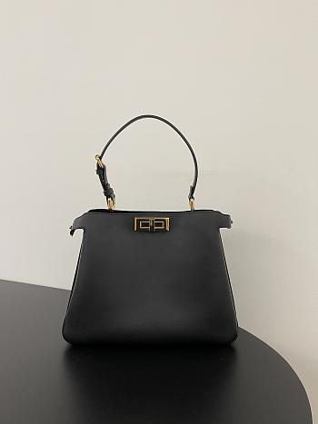 Fendi Peekaboo Soft Medium Black Leather Bag 33x10x25.5cm