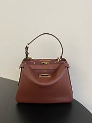 Fendi Peekaboo Soft Medium Red Wine Leather Bag 33x10x25.5cm - 1