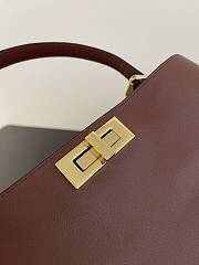 Fendi Peekaboo Soft Medium Red Wine Leather Bag 33x10x25.5cm - 6