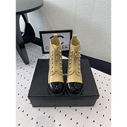 Chanel Calfskin With Pearl Boots Beige - 4