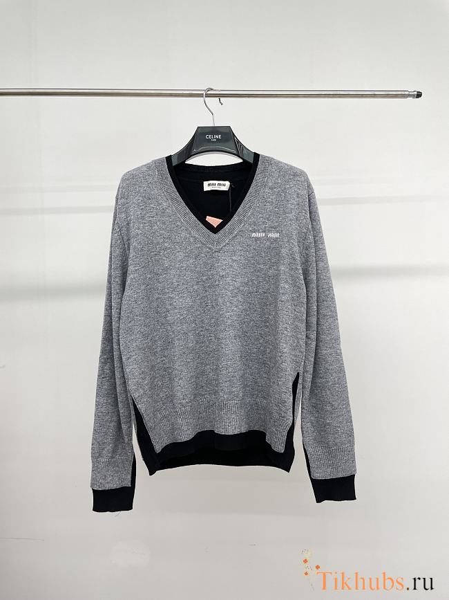 Miu Miu Silk Cashmere V-neck Sweater - 1