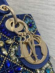 Dior Small Lady Bag Calfskin Satin Blue 20cm - 3