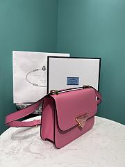 Prada Emblème Leather Bag Pink 21x18x6cm - 5