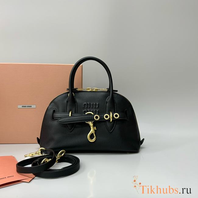 Miu Miu Aventure Top Handle Bag Black Leather 28x16.5x10cm - 1