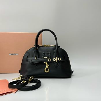 Miu Miu Aventure Top Handle Bag Black Leather 28x16.5x10cm