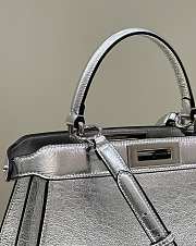 Fendi Peekaboo Medium Silver Leather Bag 33x10x25.5cm - 6