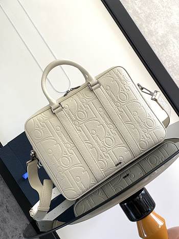 Dior Briefcase White Gravity Leather 37 x 28 x 6 cm