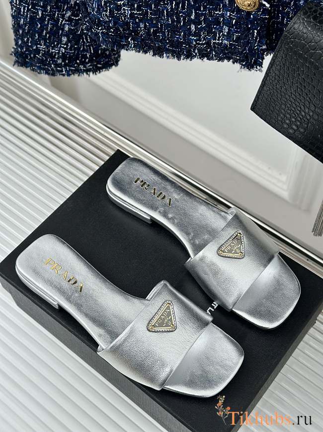 Prada Silver Slides - 1