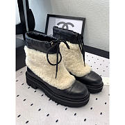 Chanel Leather With Fur Short Boots Black - 1