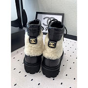 Chanel Leather With Fur Short Boots Black - 5