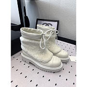 Chanel Leather With Fur Short Boots White - 1