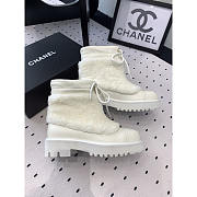 Chanel Leather With Fur Short Boots White - 5