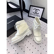 Chanel Leather With Fur Short Boots White - 3