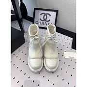 Chanel Leather With Fur Short Boots White - 2