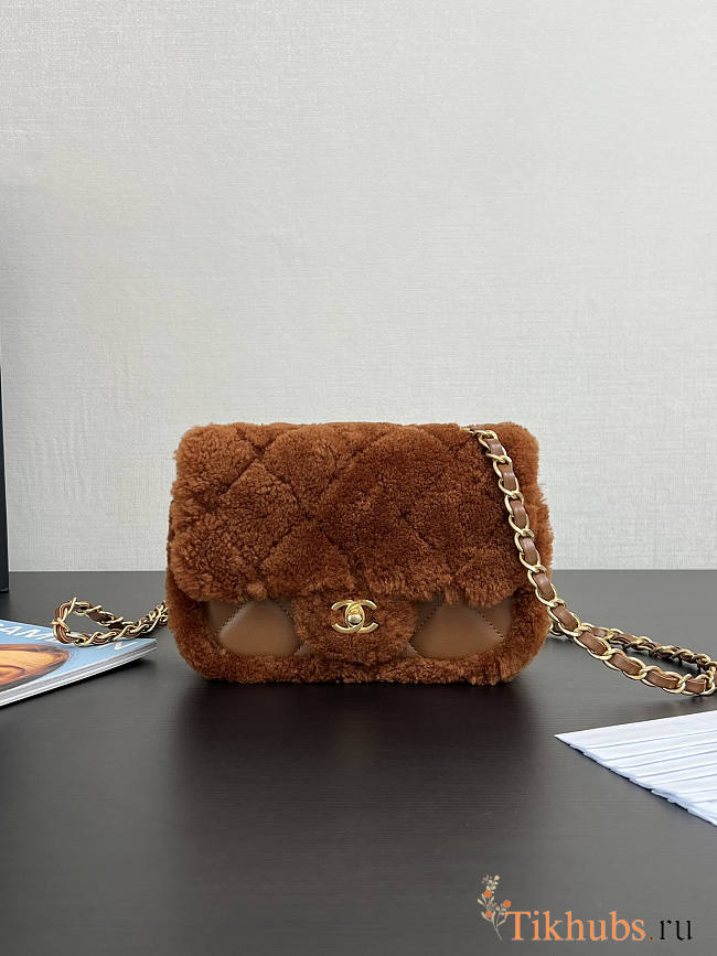 Chanel Mini Flap bag Fleece Gold Brown 18x12x6cm - 1