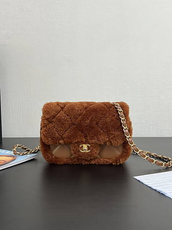 Chanel Mini Flap bag Fleece Gold Brown 18x12x6cm