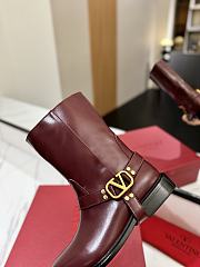 Valentino Vlogo Signature Calfskin Red Wine Ankle Boots - 3