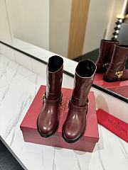 Valentino Vlogo Signature Calfskin Red Wine Ankle Boots - 2