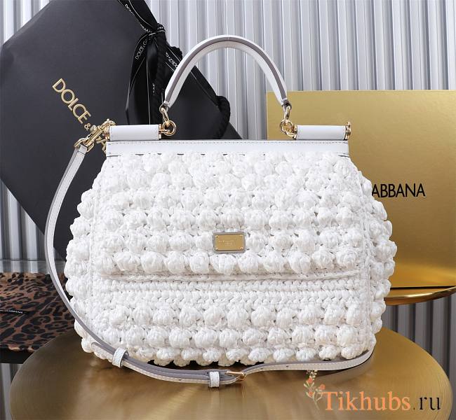 Dolce Gabbana Sicily Crocheted Raffia Bag 20x16x8cm - 1