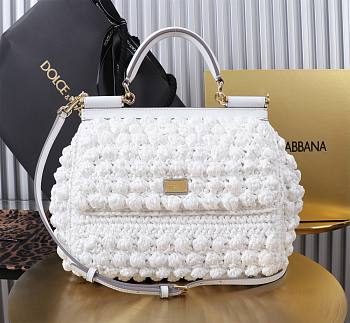 Dolce Gabbana Sicily Crocheted Raffia Bag 20x16x8cm