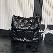 Chanel Shopping Bag Lambskin Gold Black 34x36x12cm - 1