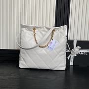 Chanel Shopping Bag Lambskin Gold White 34x36x12cm - 5