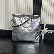 Chanel Shopping Bag Lambskin Gold Silver 34x36x12cm - 5