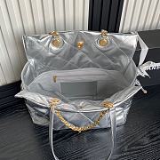 Chanel Shopping Bag Lambskin Gold Silver 34x36x12cm - 4