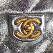 Chanel Shopping Bag Lambskin Gold Silver 34x36x12cm - 3