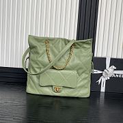 Chanel Shopping Bag Lambskin Gold Green 34x36x12cm - 1