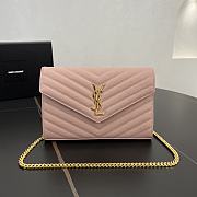 YSL Envelope Chain Wallet Pink Gold Hardware 22.5x14x4cm - 1